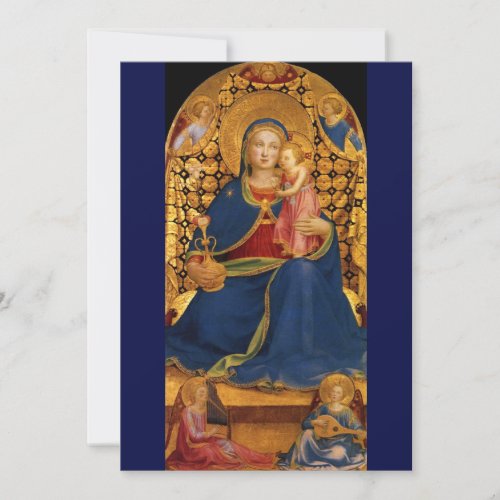 VIRGIN WITH CHILD AND ANGELS Blue Gold  Invitation
