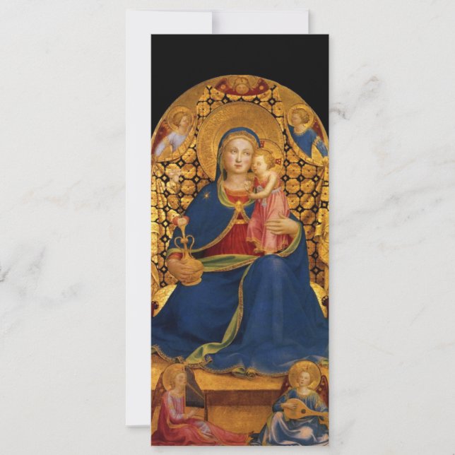 VIRGIN WITH CHILD AND ANGELS, Blue Gold Metallic Invitation (Front)