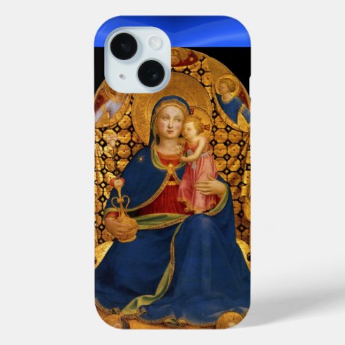 VIRGIN WITH CHILD AND ANGELS Blue Sapphire iPhone 15 Case