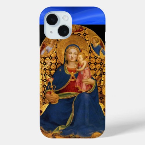 VIRGIN WITH CHILD AND ANGELS Blue Sapphire iPhone 15 Case