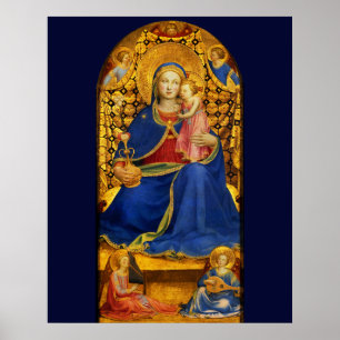 VIRGIN WITH CHILD AND ANGELS by FRA ANGELICO Blue Poster