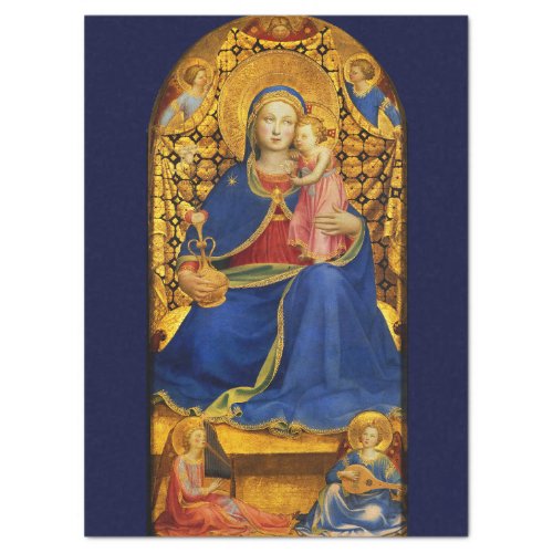 VIRGIN WITH CHILD AND ANGELS by Fra Angelico Blue Tissue Paper