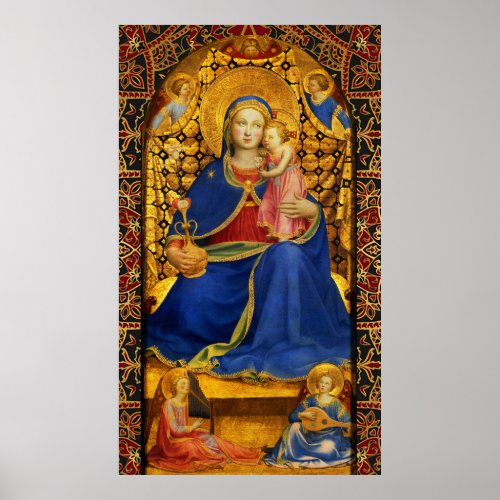 VIRGIN WITH CHILD AND ANGELS by Fra Angelico  Poster