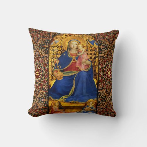 VIRGIN WITH CHILD AND ANGELS by Fra Angelico  Throw Pillow