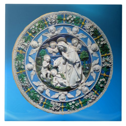 VIRGIN WITH CHILD AND ANGELS CERAMIC TILE