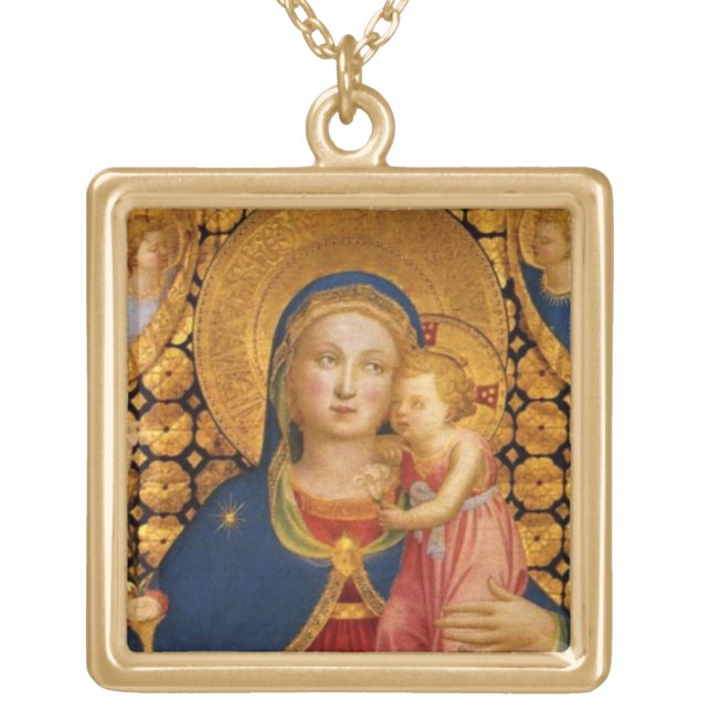 VIRGIN WITH CHILD AND ANGELS detail Gold Plated Necklace (Front)