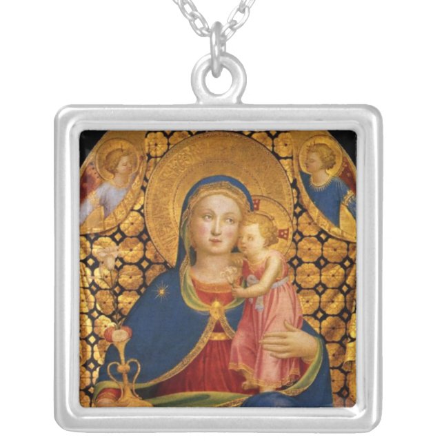 VIRGIN WITH CHILD AND ANGELS detail Silver Plated Necklace (Front)