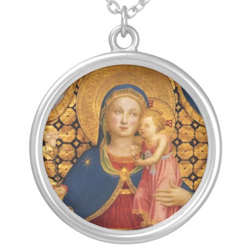 VIRGIN WITH CHILD AND ANGELS detail Silver Plated Necklace