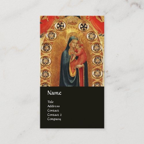 VIRGIN WITH CHILD AND ANGELS GOLD SACRED ART ICON BUSINESS CARD