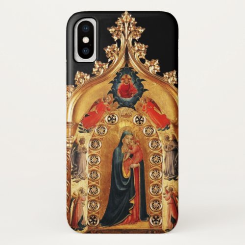 VIRGIN WITH CHILD AND ANGELS GOLD SACRED ART ICON iPhone X CASE