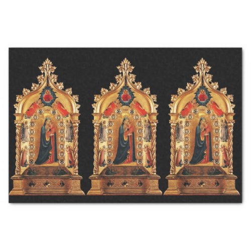 VIRGIN WITH CHILD AND ANGELS GOLD SACRED ART ICON TISSUE PAPER
