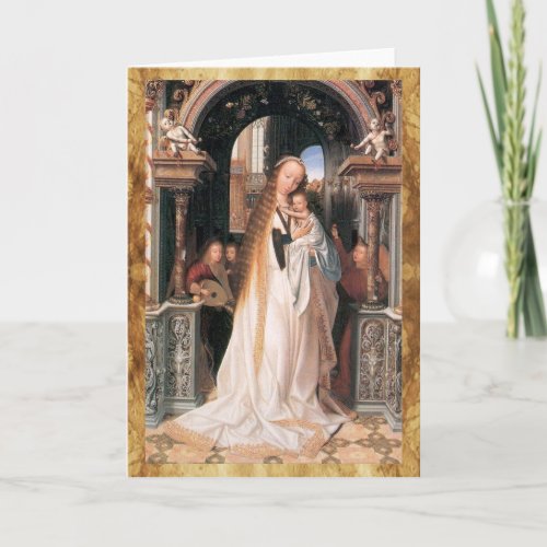 VIRGIN WITH CHILD AND ANGELS MERRY CHRISTMAS HOLIDAY CARD