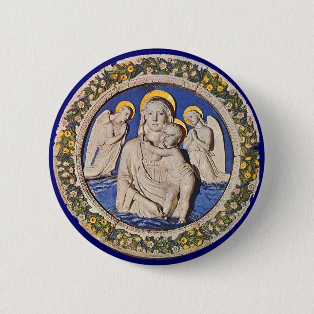 VIRGIN WITH CHILD AND ANGELS PINBACK BUTTON (Front)