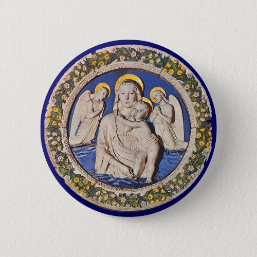 VIRGIN WITH CHILD AND ANGELS PINBACK BUTTON