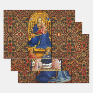 VIRGIN WITH CHILD AND ANGELS ,SAINTS Fra Angelico Wrapping Paper Sheets