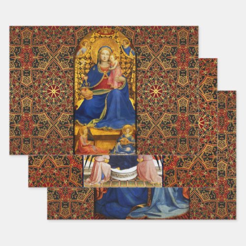 VIRGIN WITH CHILD AND ANGELS SAINTS Fra Angelico Wrapping Paper Sheets