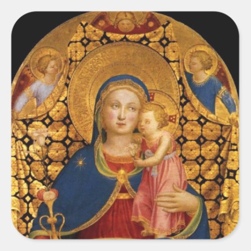VIRGIN WITH CHILD AND ANGELS SQUARE STICKER