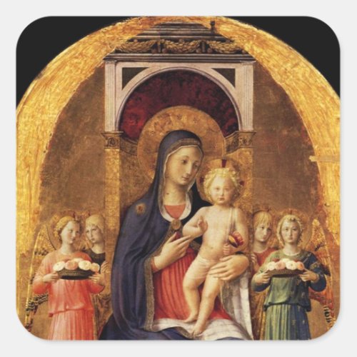 VIRGIN WITH CHILD AND ANGELS SQUARE STICKER