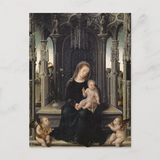 Virgin with Child and Music Making Angels by Orley Postcard (Front)