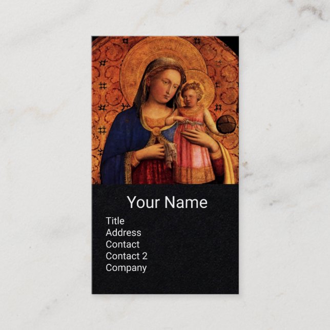VIRGIN WITH CHILD AND SAINTS ,Black Paper Business Card (Front)