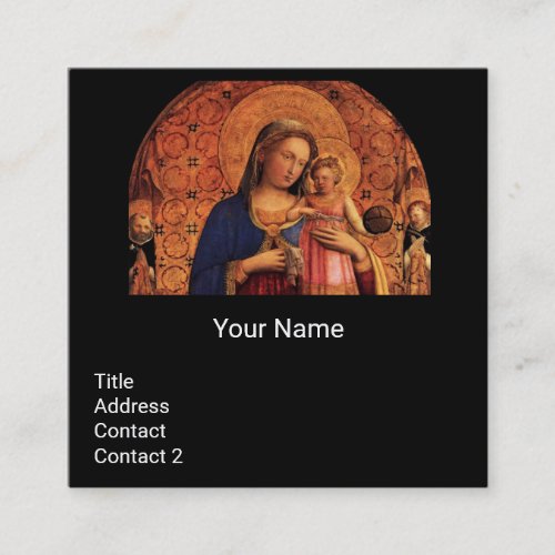 VIRGIN WITH CHILD AND SAINTS Black Square Business Card