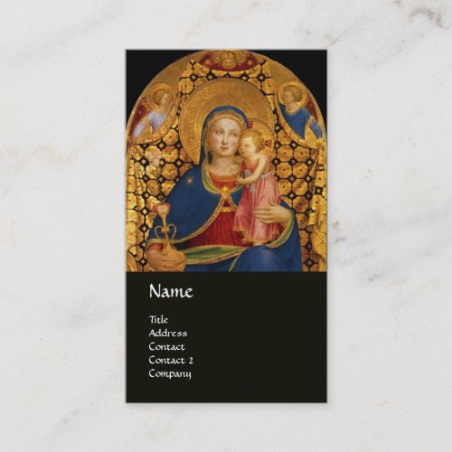VIRGIN WITH CHILD AND SAINTS blue black Business Card