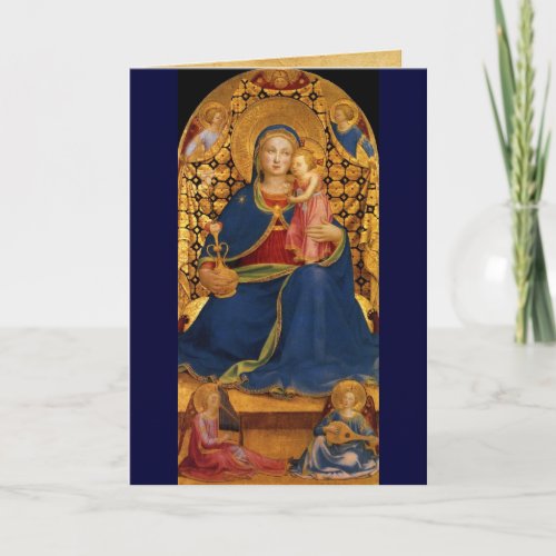 VIRGIN WITH CHILD AND SAINTS Blue Sapphire Holiday Card