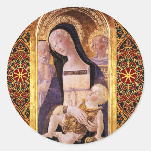 VIRGIN WITH CHILD AND SAINTS by Neroccio,Christmas Classic Round Sticker