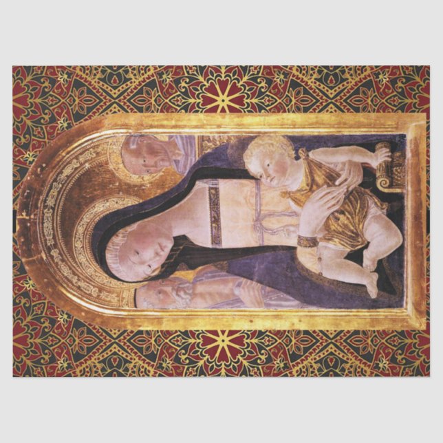 VIRGIN WITH CHILD AND SAINTS by Neroccio,Christmas Tissue Paper (Front)