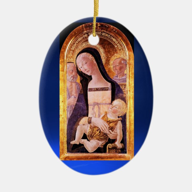 VIRGIN WITH CHILD AND SAINTS CERAMIC ORNAMENT (Front)