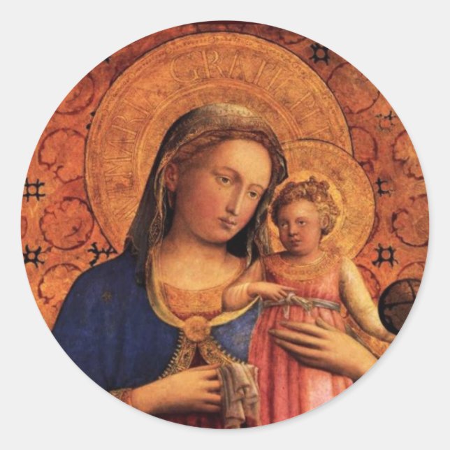 VIRGIN WITH CHILD AND SAINTS CLASSIC ROUND STICKER (Front)