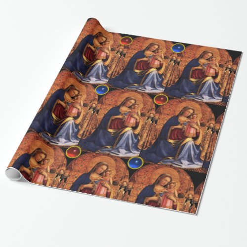 VIRGIN WITH CHILD AND SAINTSGemstones Christmas Wrapping Paper