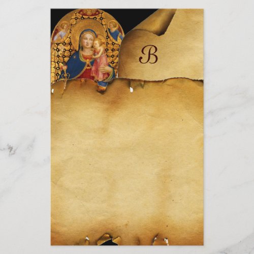 VIRGIN WITH CHILD AND SAINTS  Parchment Monogram Stationery