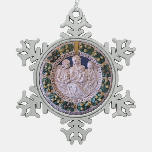 VIRGIN WITH CHILD AND SAINTS Round Snowflake Pewter Christmas Ornament