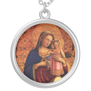 VIRGIN WITH CHILD AND SAINTS SILVER PLATED NECKLACE