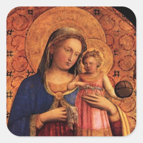 VIRGIN WITH CHILD AND SAINTS SQUARE STICKER