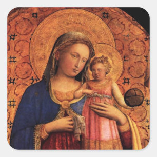VIRGIN WITH CHILD AND SAINTS SQUARE STICKER