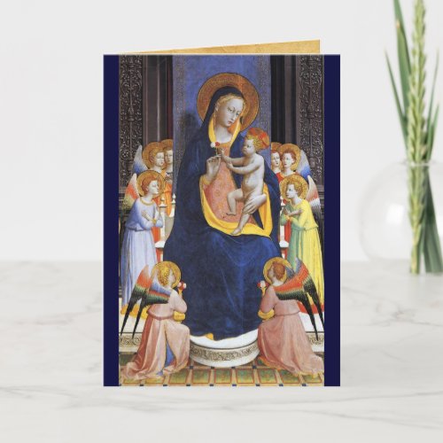 VIRGIN WITH CHILD ANGELS AND SAINTS Blue Sapphire Card
