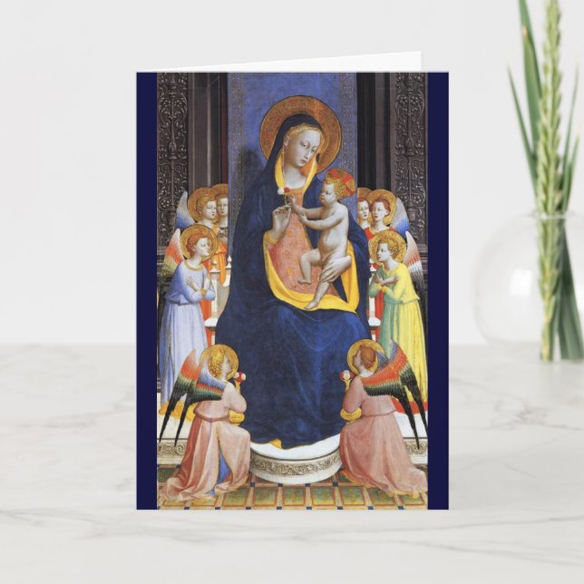 VIRGIN WITH CHILD ANGELS AND SAINTS ,Blue Sapphire Holiday Card (Front)