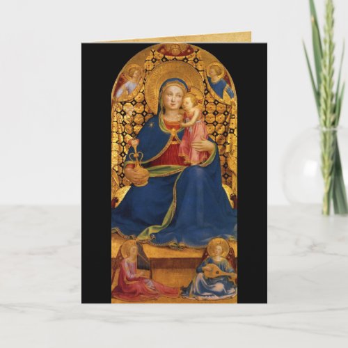 VIRGIN WITH CHILD ANGELS AND SAINTS Blue Sapphire Holiday Card