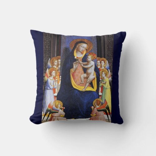VIRGIN WITH CHILD ANGELS AND SAINTS Christmas Throw Pillow