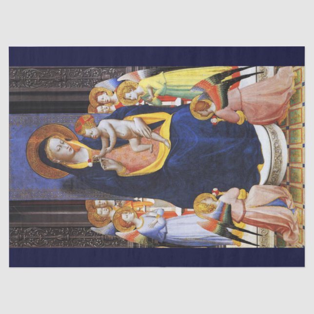 VIRGIN WITH CHILD ANGELS AND SAINTS Christmas Tissue Paper (Front)