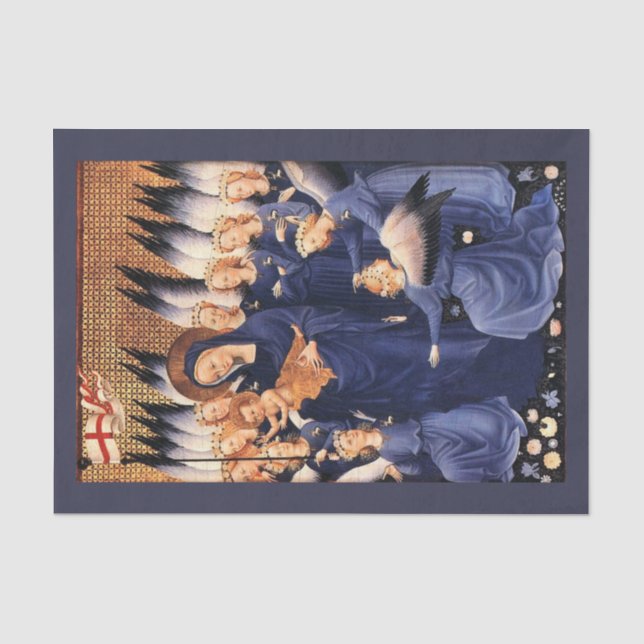 VIRGIN WITH CHILD,ANGELS, CHRISTMAS JOY PEACE LOVE TISSUE PAPER (Front)