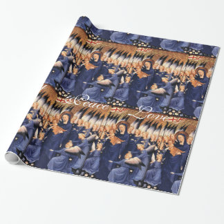 VIRGIN WITH CHILD,ANGELS, CHRISTMAS JOY PEACE LOVE WRAPPING PAPER