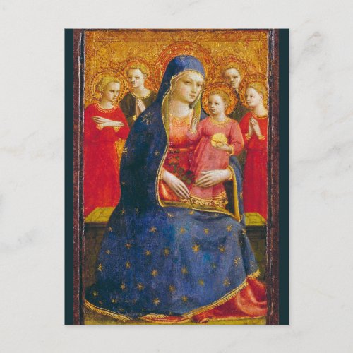 VIRGIN WITH CHILD ANGELS Fra Angelico Christmas  Postcard