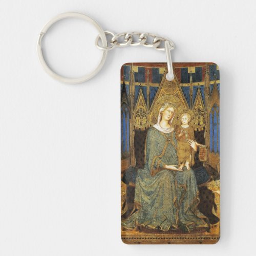 VIRGIN WITH CHILD Ave Maria Prayer Parchment Keychain