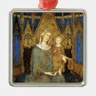 VIRGIN WITH CHILD  ,Blue Sapphire Metal Ornament
