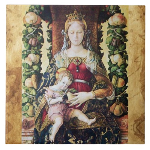 VIRGIN WITH CHILD by Carlo Crivelli Parchment Ceramic Tile