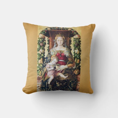 VIRGIN WITH CHILD by Carlo Crivelli Parchment Throw Pillow