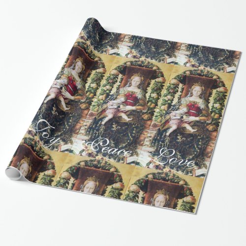 VIRGIN WITH CHILD CHRISTMAS JOY PEACE LOVE WRAPPING PAPER